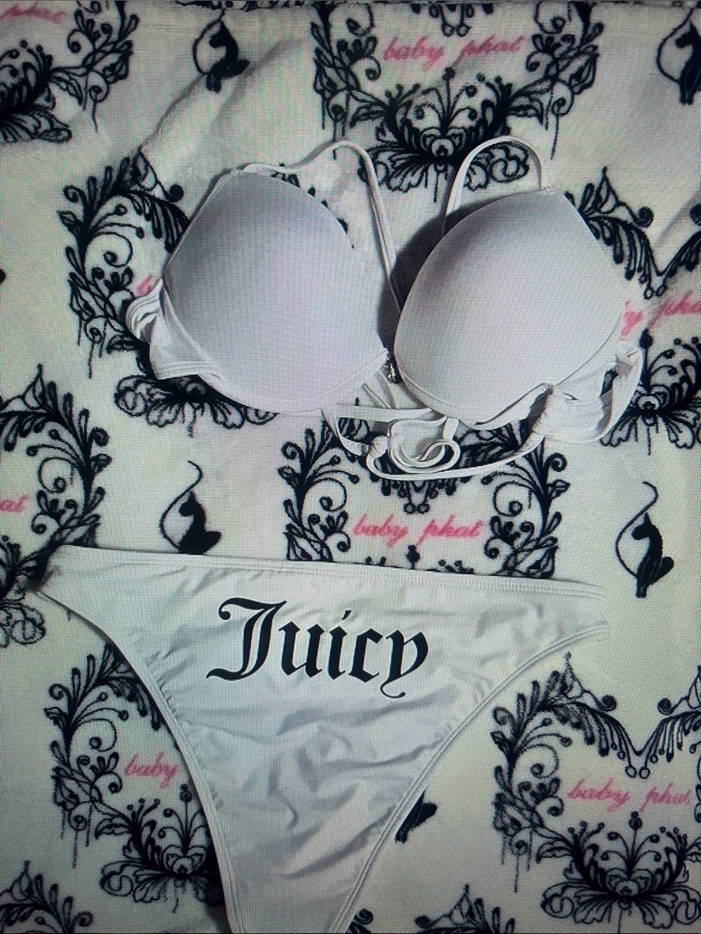 Juicy Couture White Bikini Set with Logo